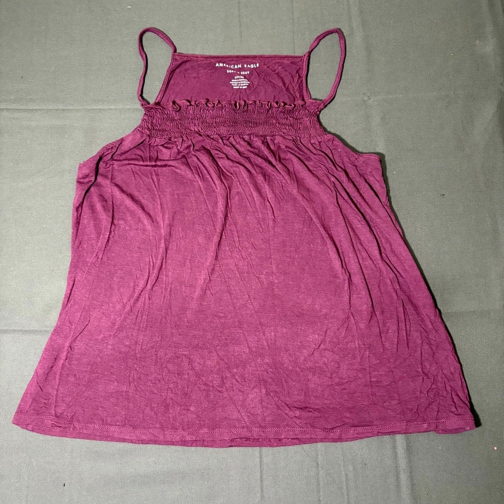 American Eagle Outfitters Soft & Sexy Tank Top Women Small Purple Smocked Ruffle